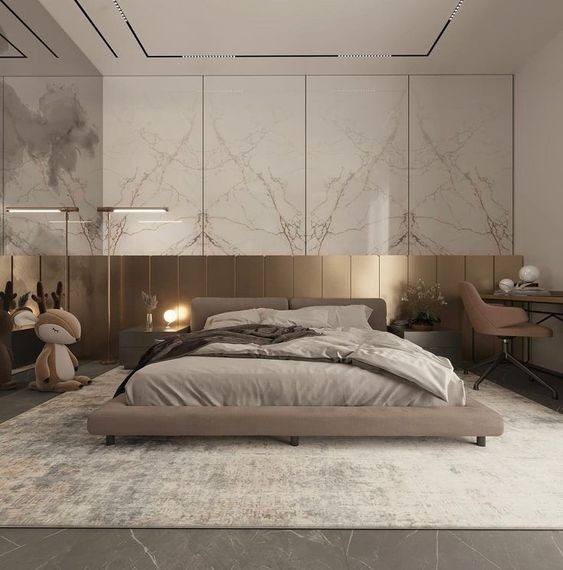 phòng ngủ ốp nhựa giả đá 