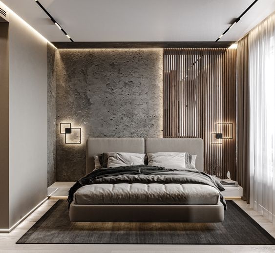 phòng ngủ ốp nhựa giả đá 