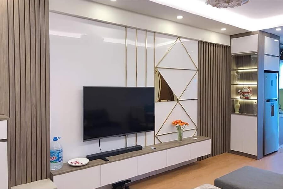 phòng khách ốp tấm nhựa nano 