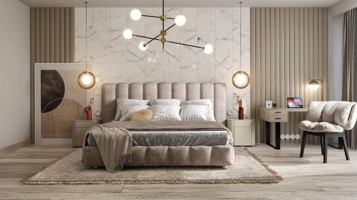 phòng ngủ ốp nhựa giả đá 