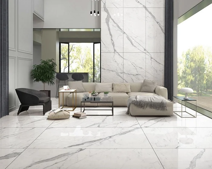 Phoi Mau Gach Op Tuong Cho Phong Khach