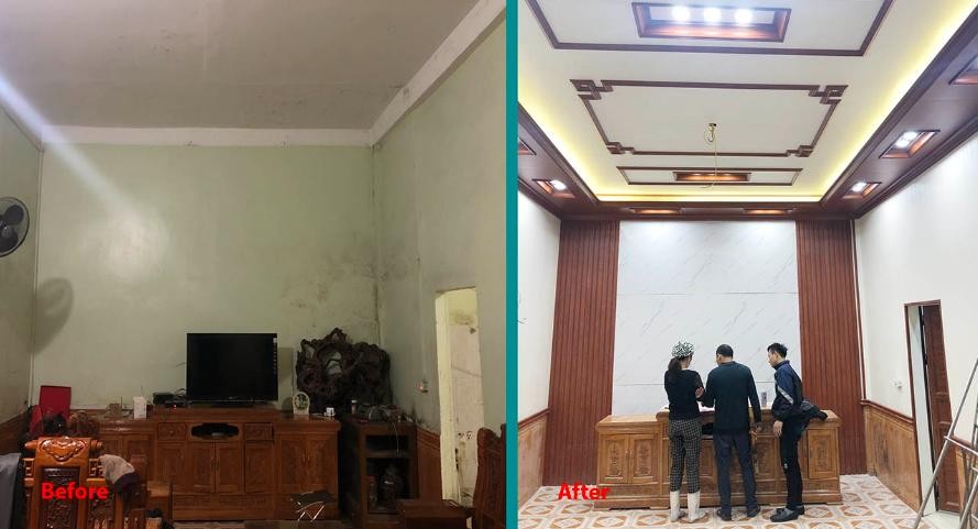 cải tạo nhà tấm nhựa ốp tường 