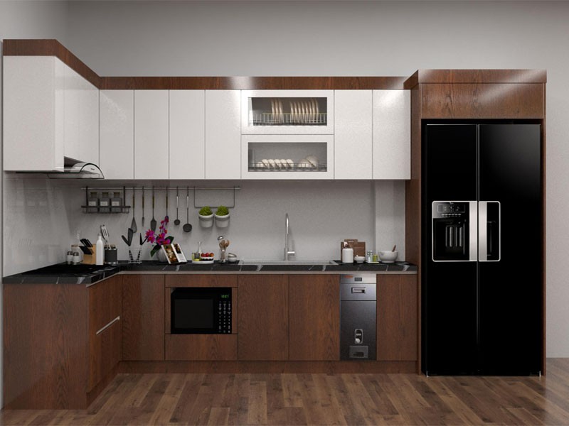 tủ bếp nhựa vân gỗ 