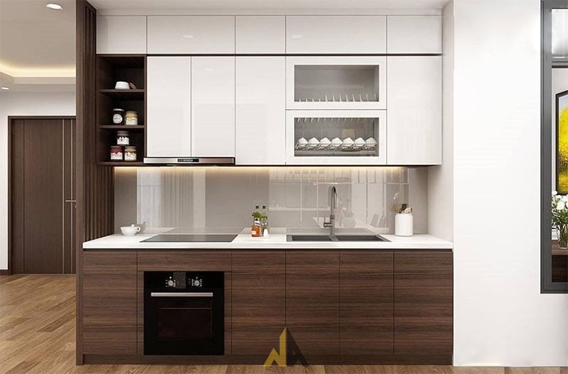 tủ bếp nhựa vân gỗ 