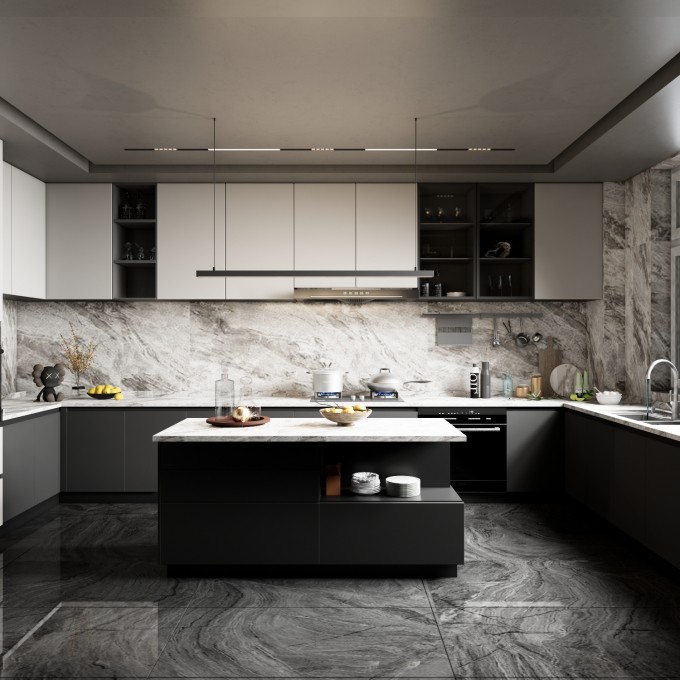 tủ bếp chữ u hiện đại