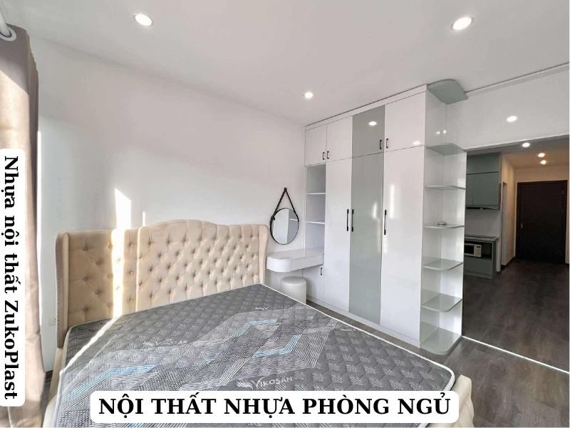 Nội thất phòng ngủ nhựa Zuko 01 trắng và 02 bạc sang trọng