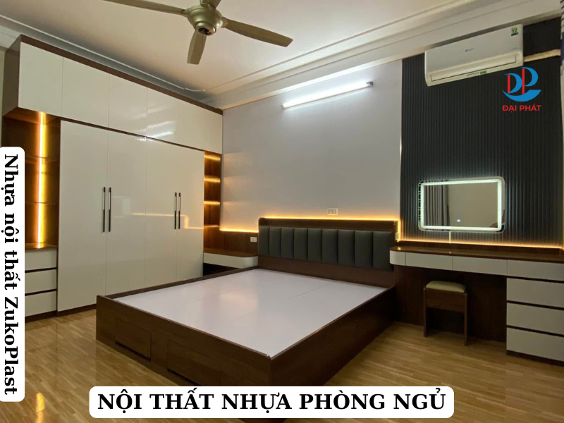 Mẫu nội thất phòng ngủ nhựa vân gỗ óc chó Zukoplast