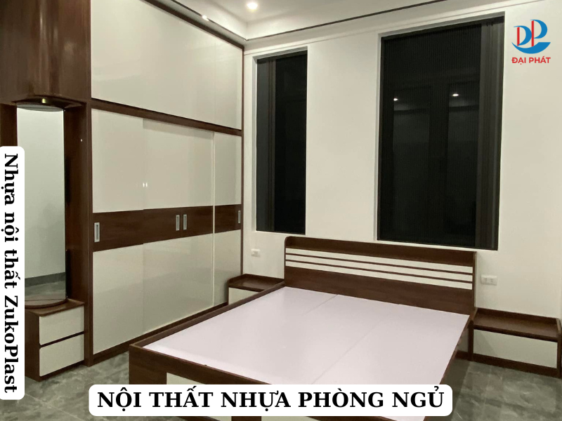 Nội thất nhựa phòng ngủ vân gỗ óc chó Zuko 04 sang trọng