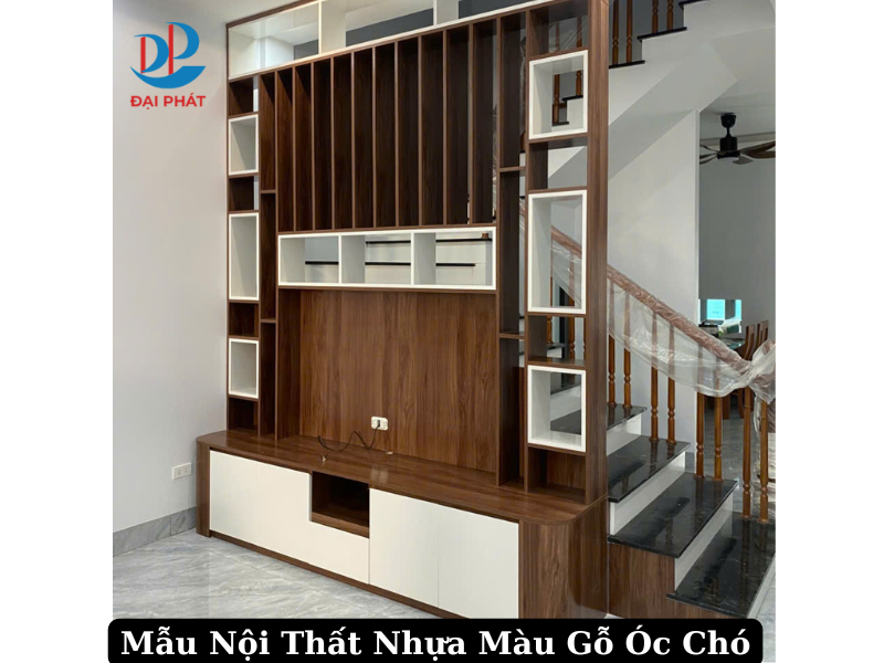 vách ngăn nội thất nhựa vân gỗ óc chó