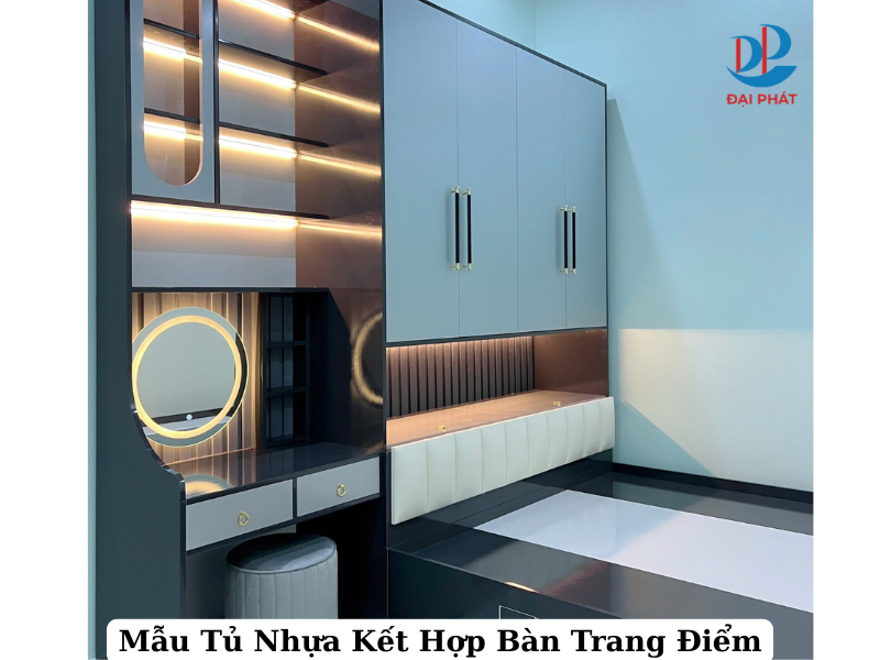 Mẫu Tủ Nhựa Kết Hợp Bàn Trang Điểm