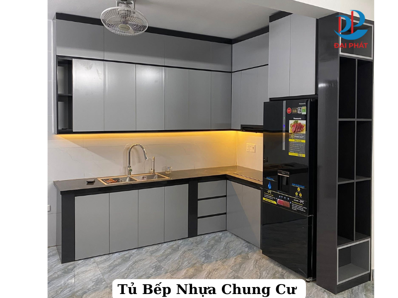 tủ bếp nhựa chung cư mini 