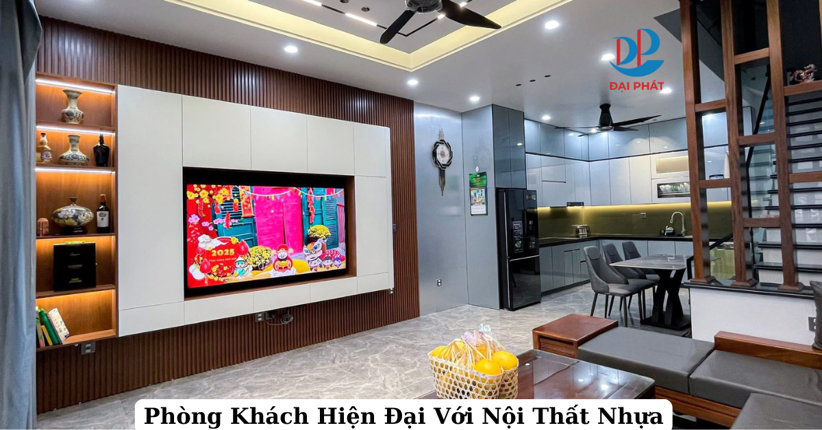 Nội Thất Phòng Khách Hiện Đại Với Tấm Nhựa Nội Thất