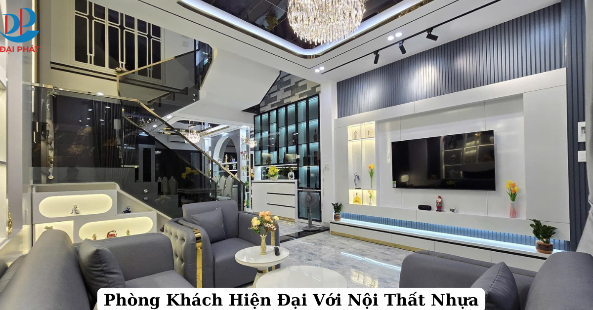 Nội Thất Phòng Khách Hiện Đại Với Tấm Nhựa Nội Thất
