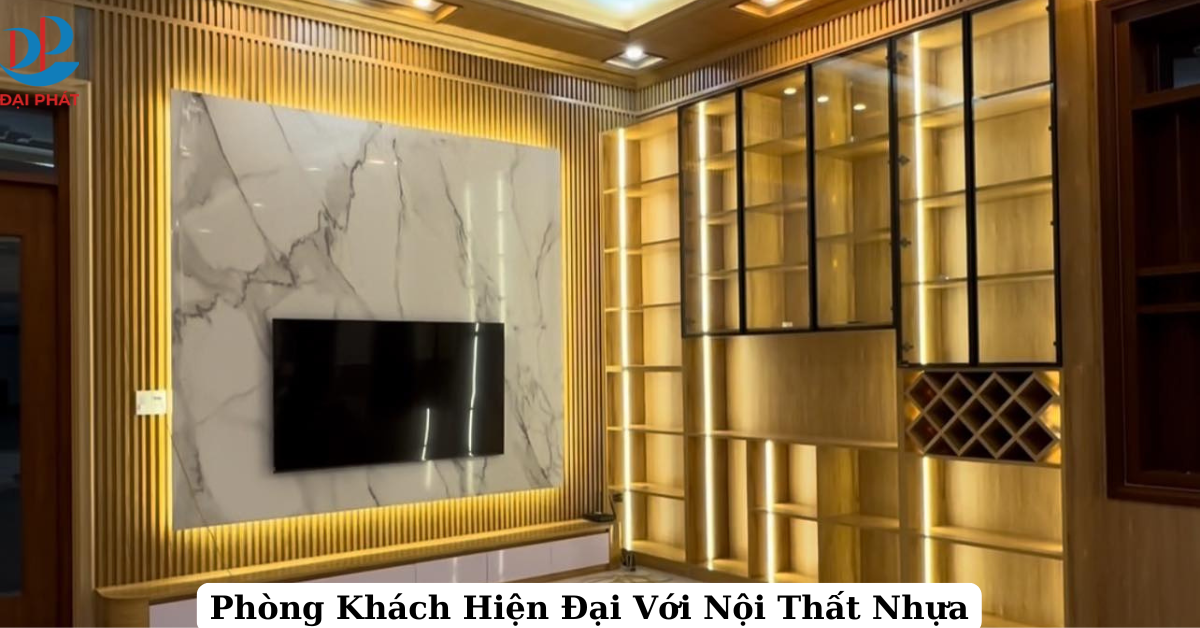 Nội Thất Phòng Khách Hiện Đại Với Tấm Nhựa Nội Thất