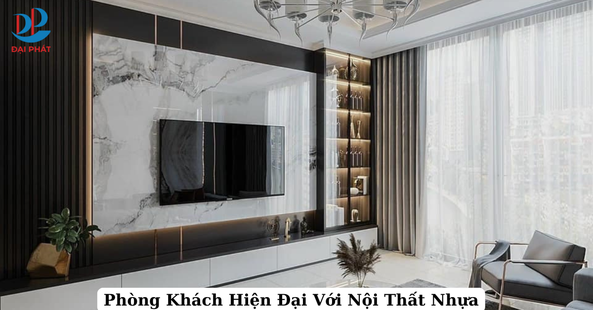 Nội Thất Phòng Khách Hiện Đại Với Tấm Nhựa Nội Thất
