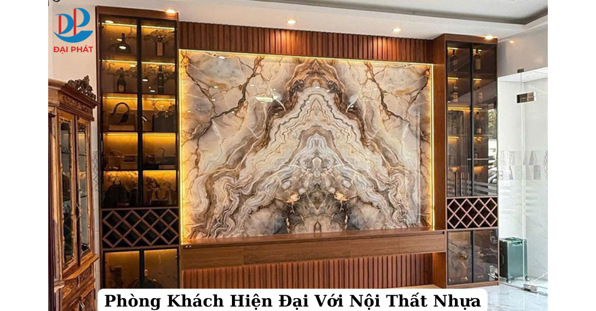 Nội Thất Phòng Khách Hiện Đại Với Tấm Nhựa Nội Thất