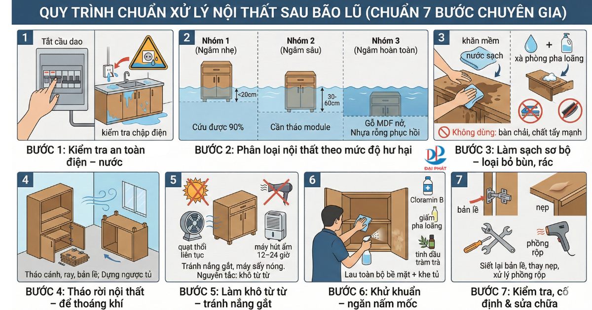xử lý nội thất nhựa sau bão