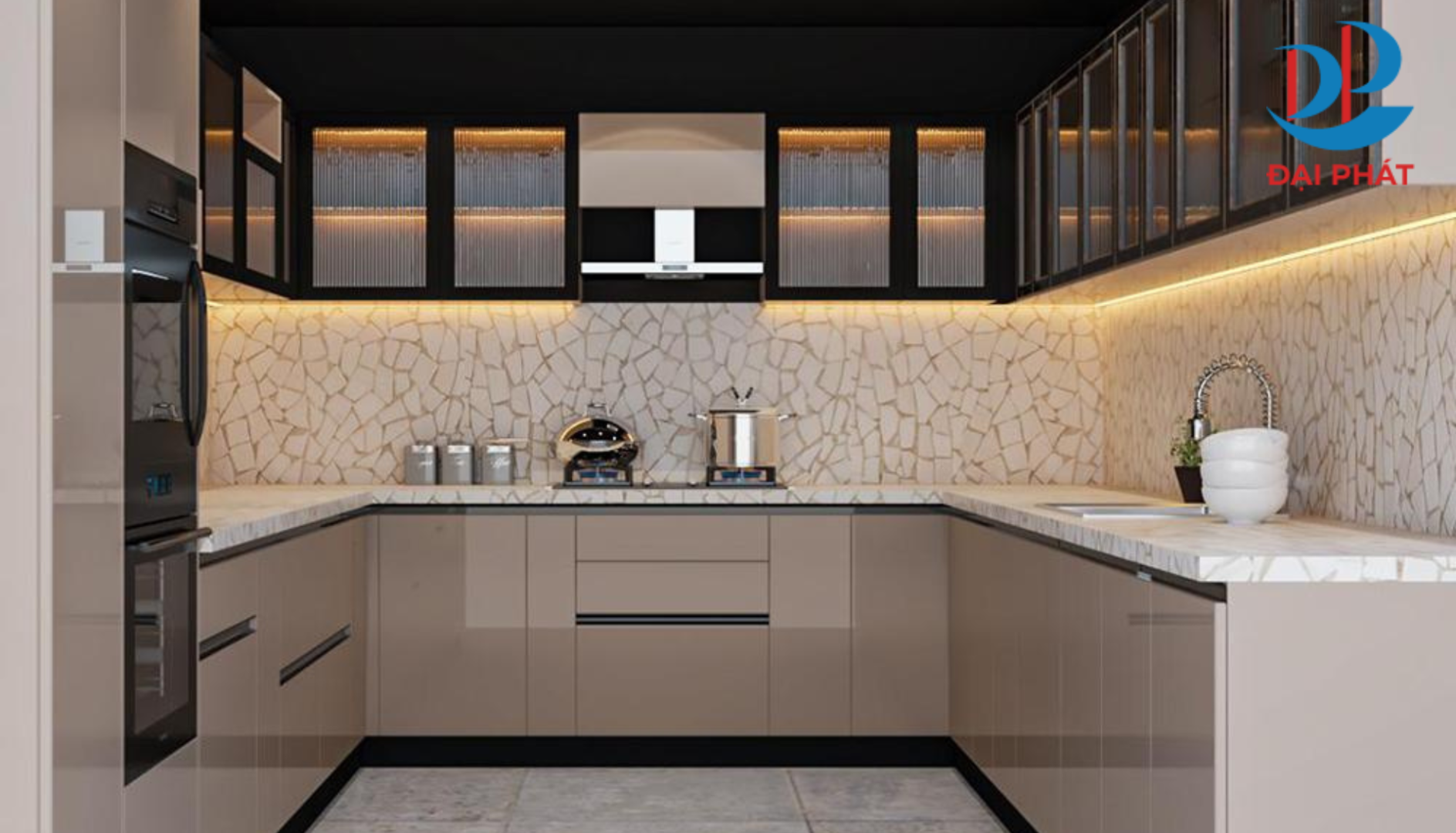 Mẫu Tủ Bếp Chữ U Hiện Đại và Sang Trọng 2025