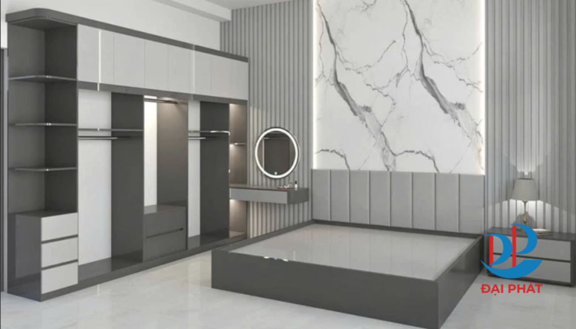 MẪU PHÒNG NGỦ TỪ TẤM NHỰA CAO CẤP ZUKOPLAST 02 – BẠC SANG TRỌNG